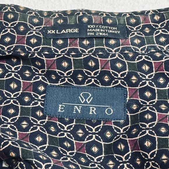 Enro Mens XX Large 100% Cotton Long Sleeve Button-Down Shirt XXL Geometric Print - Picture 11 of 11